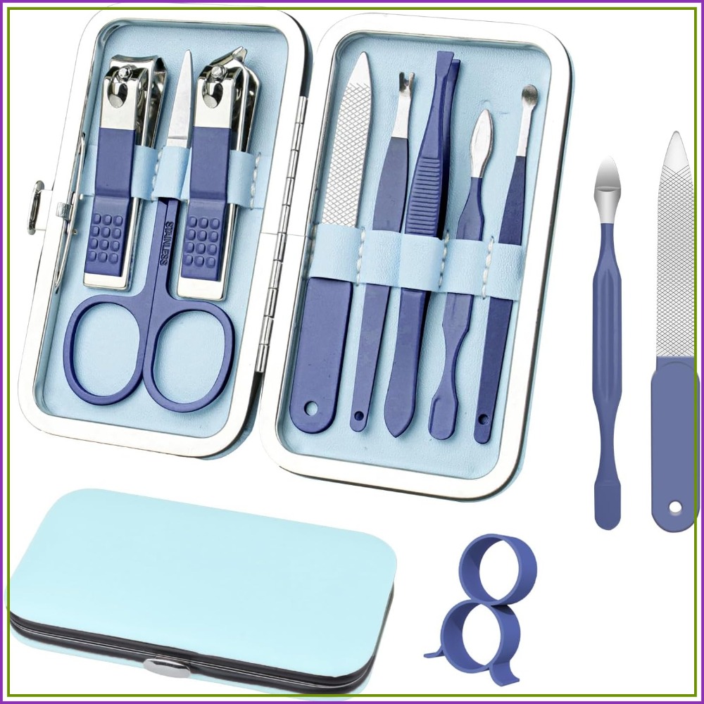 Nail Care Kit Mens - 8-in-1 Maniküre-Set, Professionelles Nagelknipser-Set mit Lederetui,
